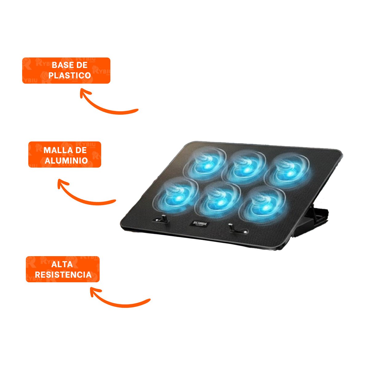 ENFRIADOR CON 6 VENTILADORES PARA COMPUTADORAS Y MESAS DE ESTUDIO NEGRO - 3