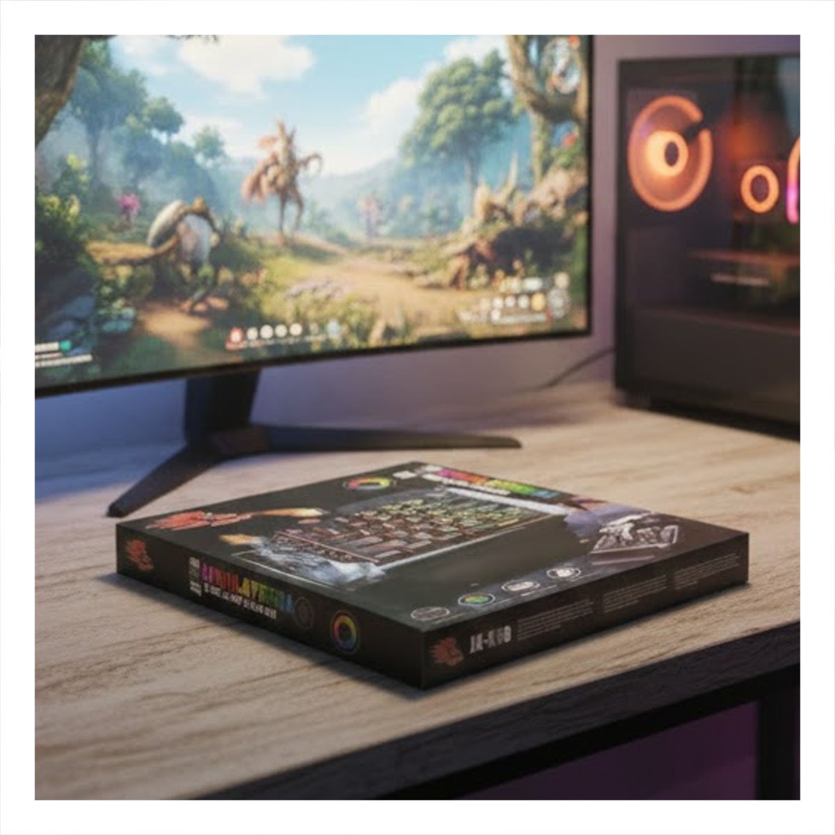 ACCESORIO GAMER PARA ESCRITORIO CON PANEL DE CONTROL PARA GAMING NEGRO Y+REGALO STICKER - 2