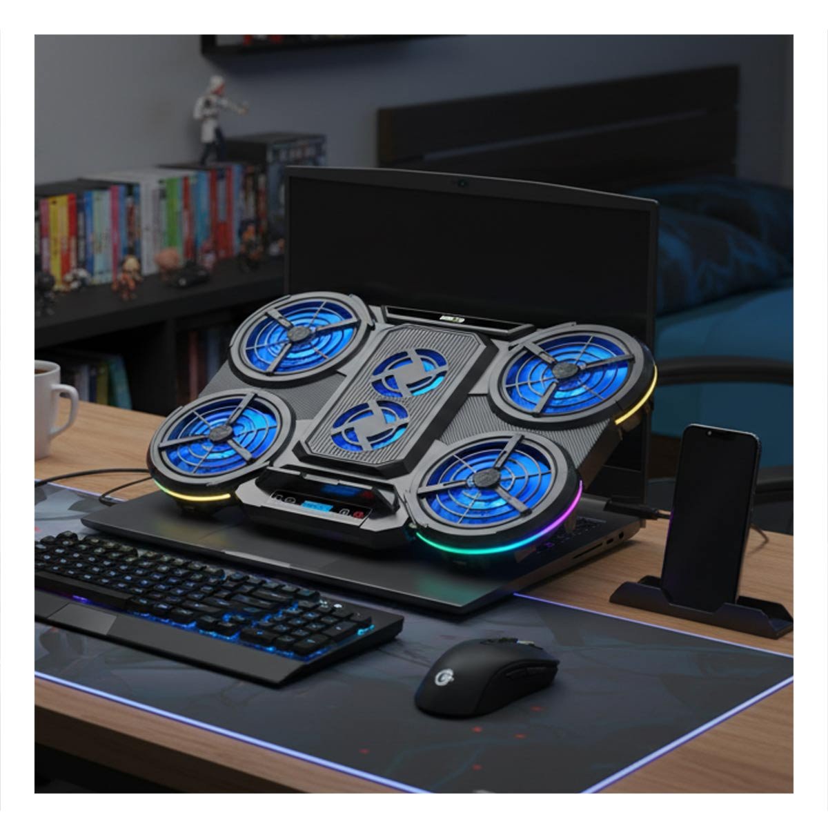 PACK2 ENFRIADOR POTENTE PARA GAMING Y CELULARES NEGRO Y+REGALO STICKER - 3