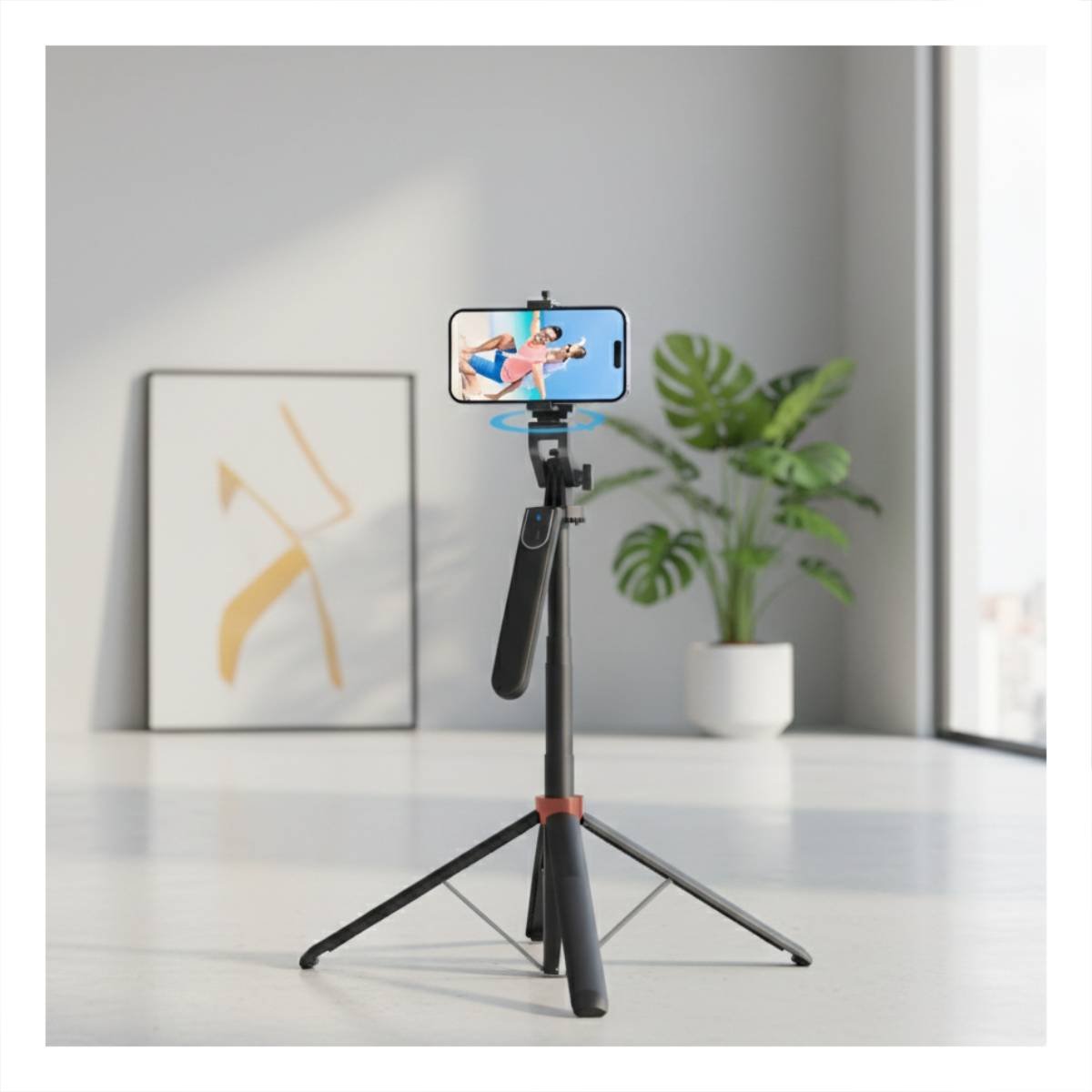 TRIPODE SELFIE AJUSTABLE CON SOPORTE PARA SMARTPHONE 1,8M NEGRO Y+PAPEL REGALO - 2