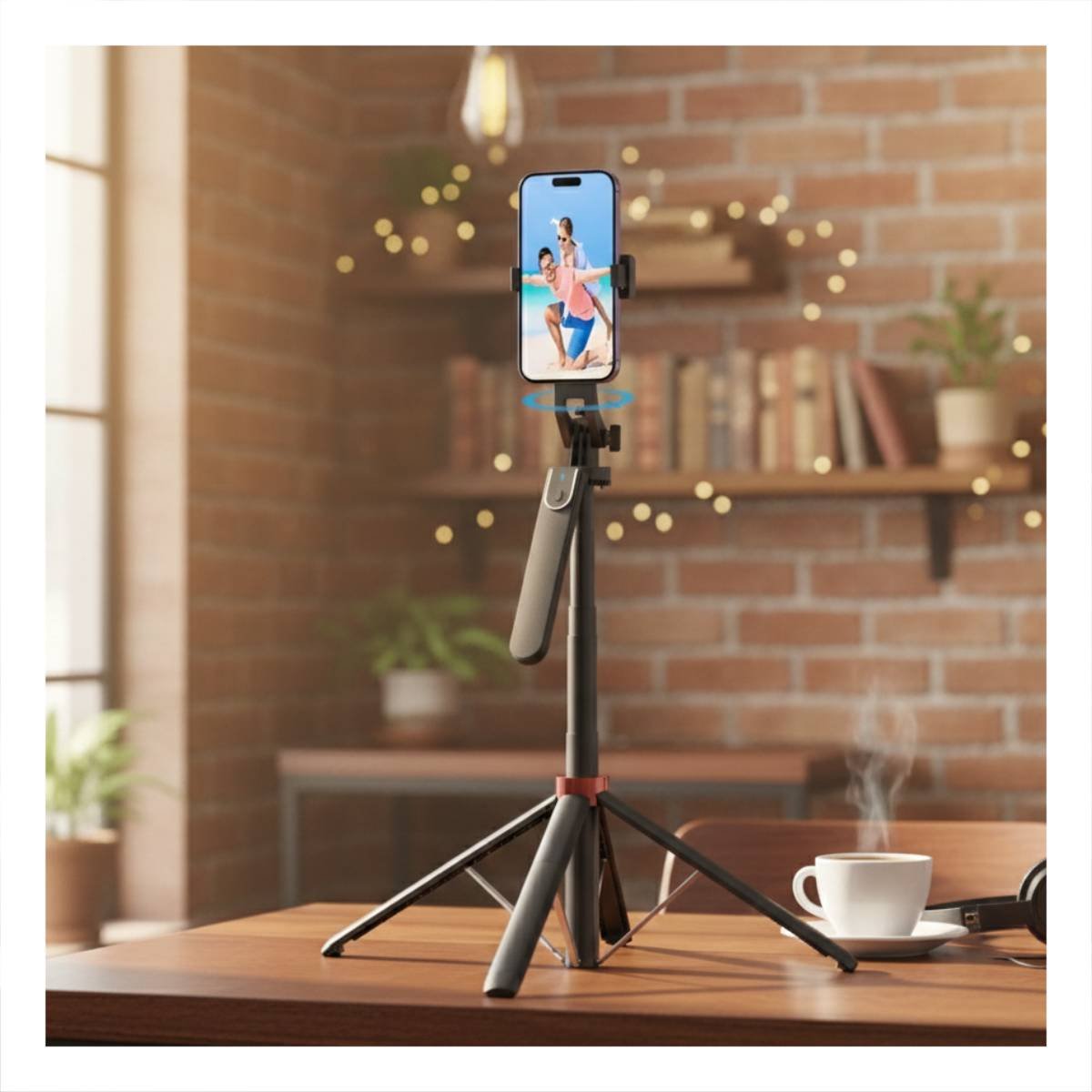 TRIPODE SELFIE AJUSTABLE CON SOPORTE PARA SMARTPHONE 1,8M NEGRO Y+PAPEL REGALO - 5