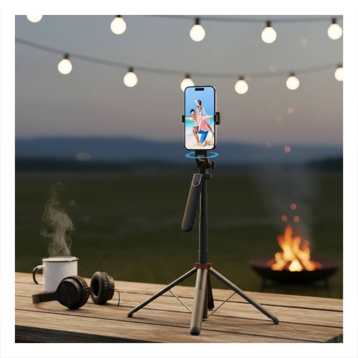 PACK4 PORTA CELULAR CON TRIPODE PARA FOTOGRAFIA CON SMARTPHONE 1,8M NEGRO Y+PAPEL REGALO - 2