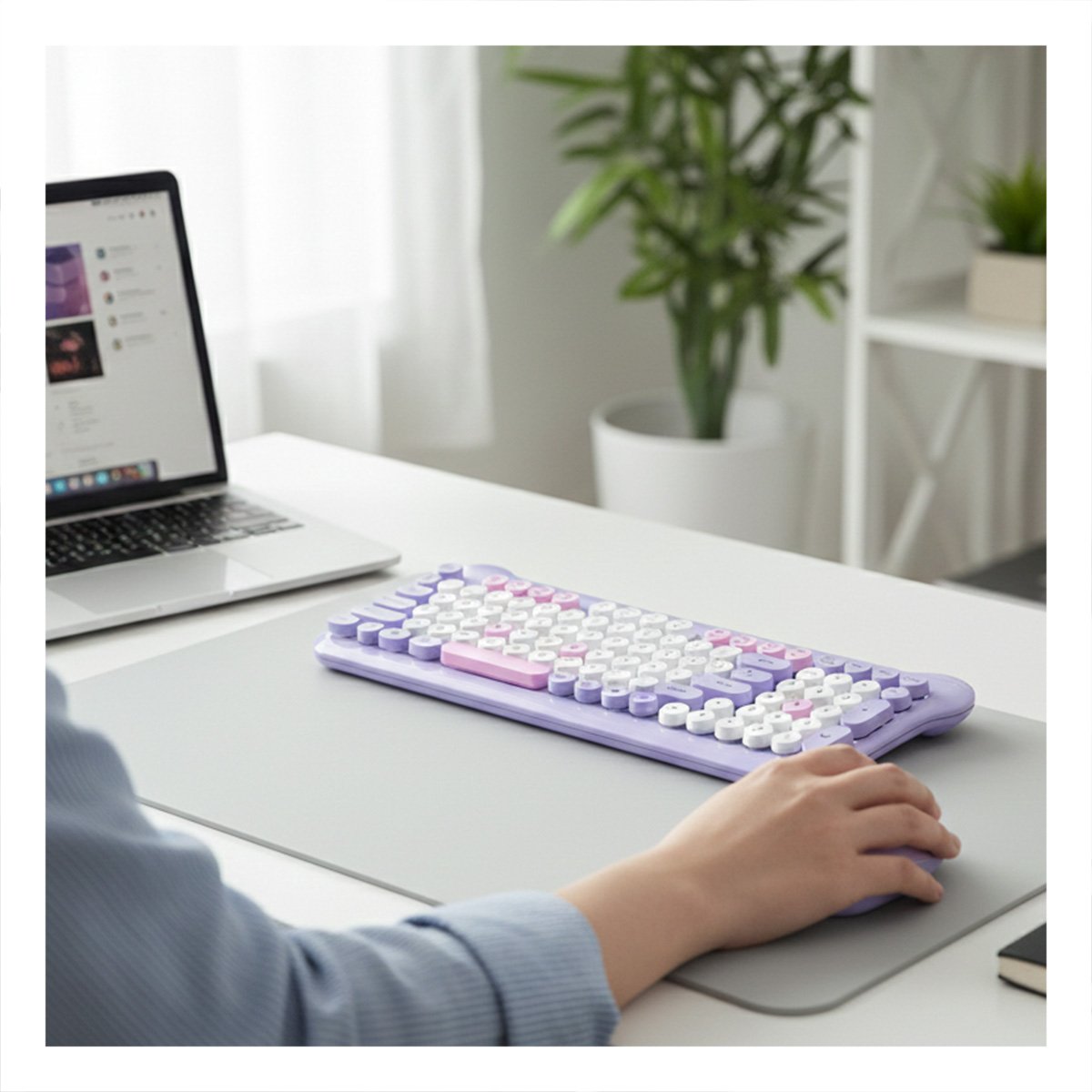 KIT INALAMBRICO COMODO PARA ESCRIBIR NAVEGAR Y TRABAJAR CON LIBERTAD MORADO Y+PAPEL REGALO - 2