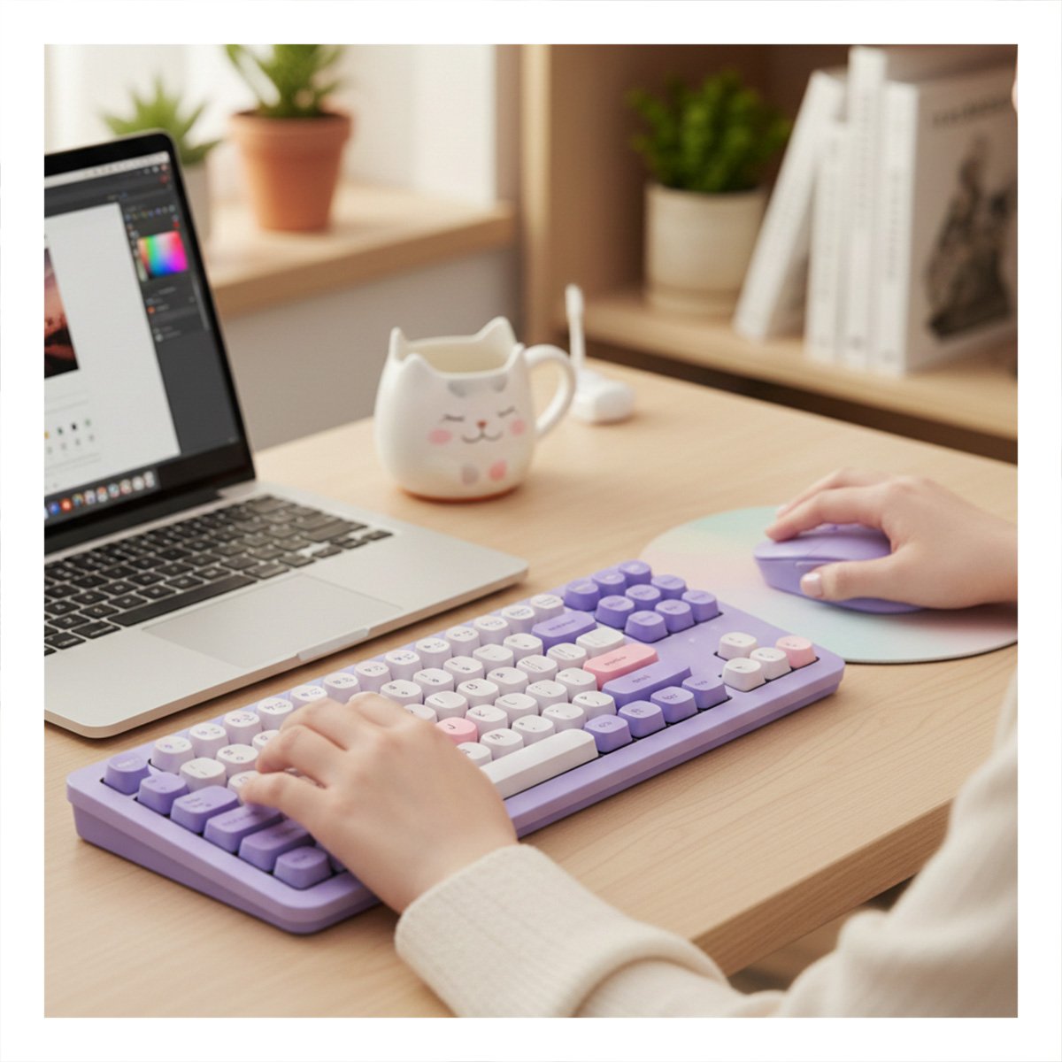 KIT INALAMBRICO COMODO PARA ESCRIBIR NAVEGAR Y TRABAJAR CON LIBERTAD MORADO Y+PAPEL REGALO - 3