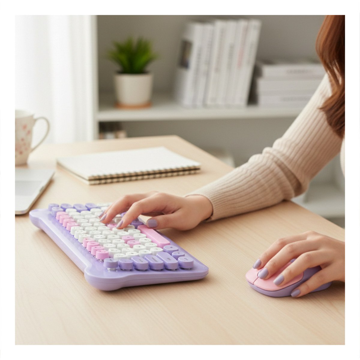 KIT INALAMBRICO COMODO PARA ESCRIBIR NAVEGAR Y TRABAJAR CON LIBERTAD MORADO Y+PAPEL REGALO - 5