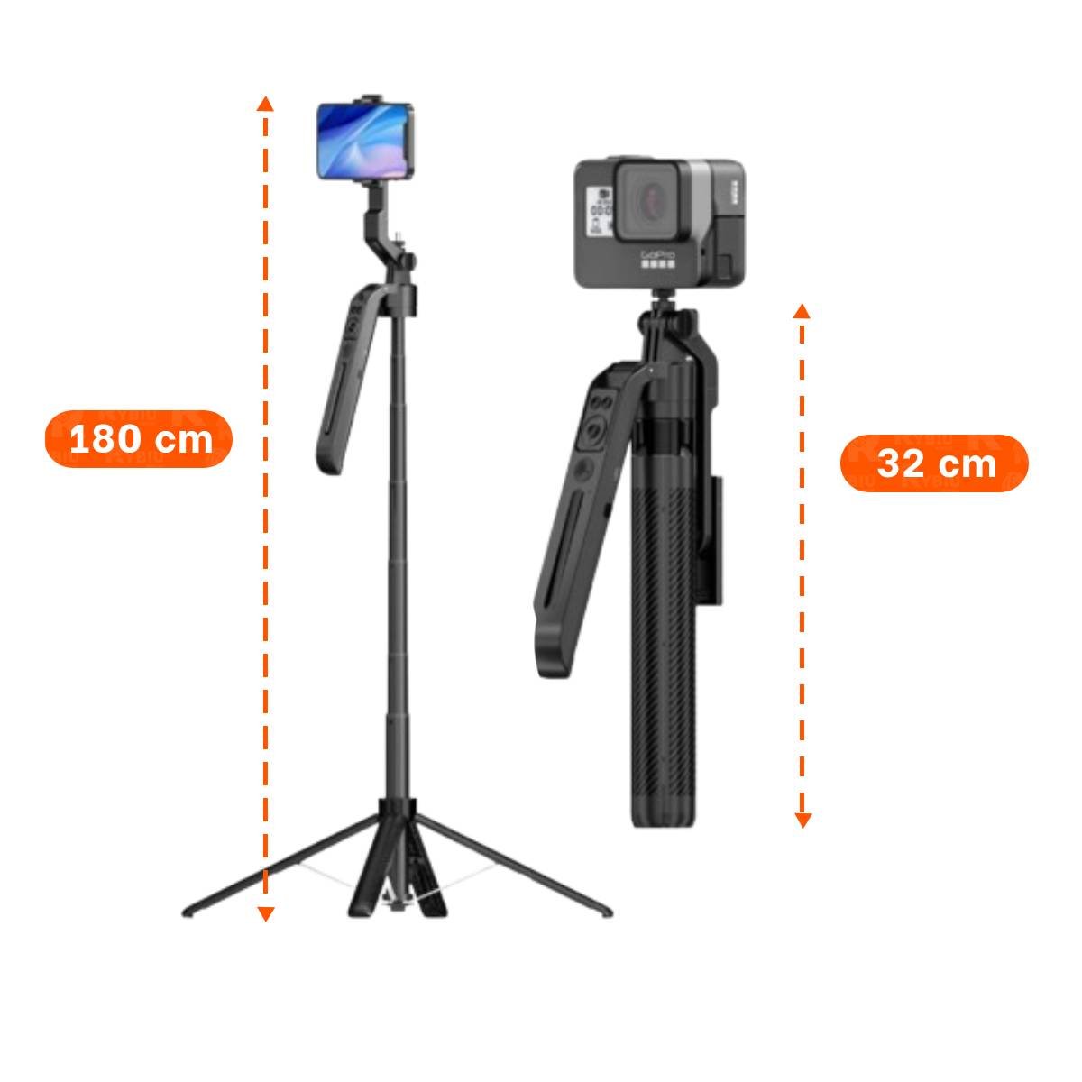 PACK2 BASE SELFIE CON ROTACION AUTOMATICA Y PALO EXTENSIBLE NEGRO Y+PAPEL REGALO - 4