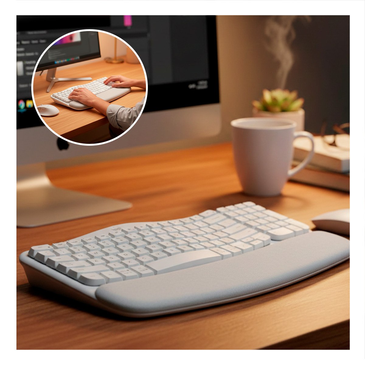 DISPOSITIVO QUE COMBINA ESTILO Y FUNCIONALIDAD CON TECLAS ONDULADAS BLANCO Y+POST IT - 2