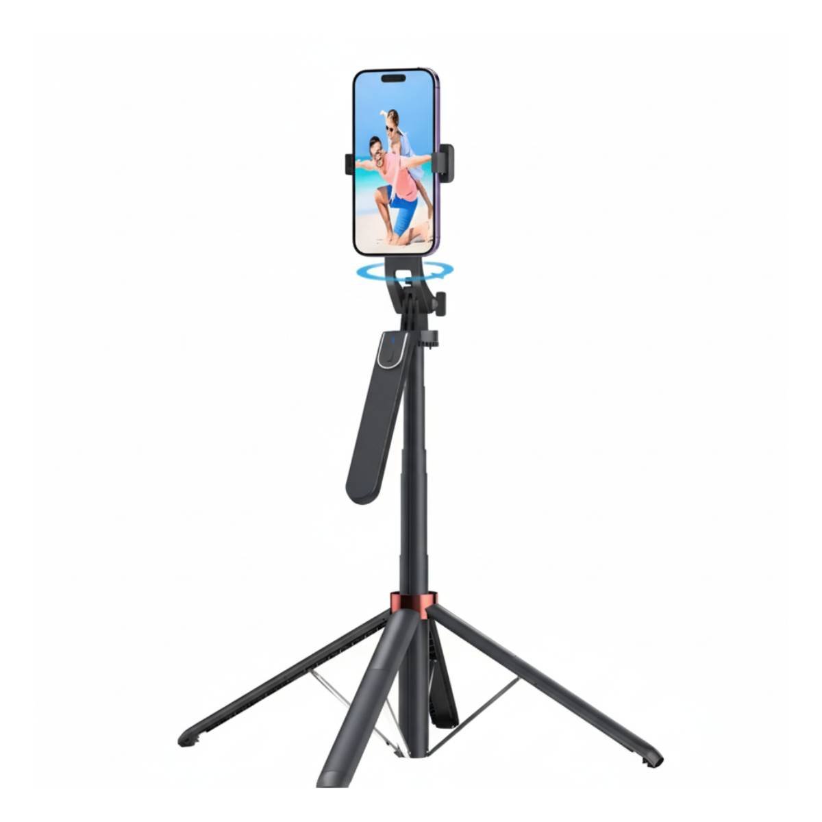 PACK2 PORTA CELULAR CON BASE TRIPODE PARA GRABACION MOVIL 1,8M NEGRO Y+REGALO STICKER - 2
