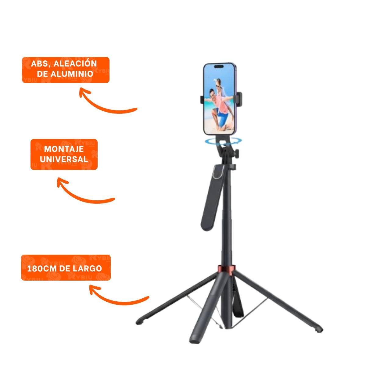 TRIPODE SELFIE CON PALO EXTENSIBLE PARA CELULAR 1,8M NEGRO - 3