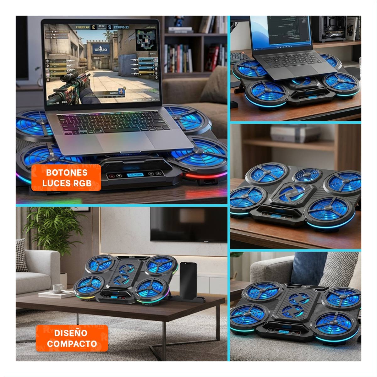 PACK4 DISPOSITIVO ENFRIADOR POTENTE PARA GAMING Y STREAMING NEGRO Y+REGALO STICKER - 2