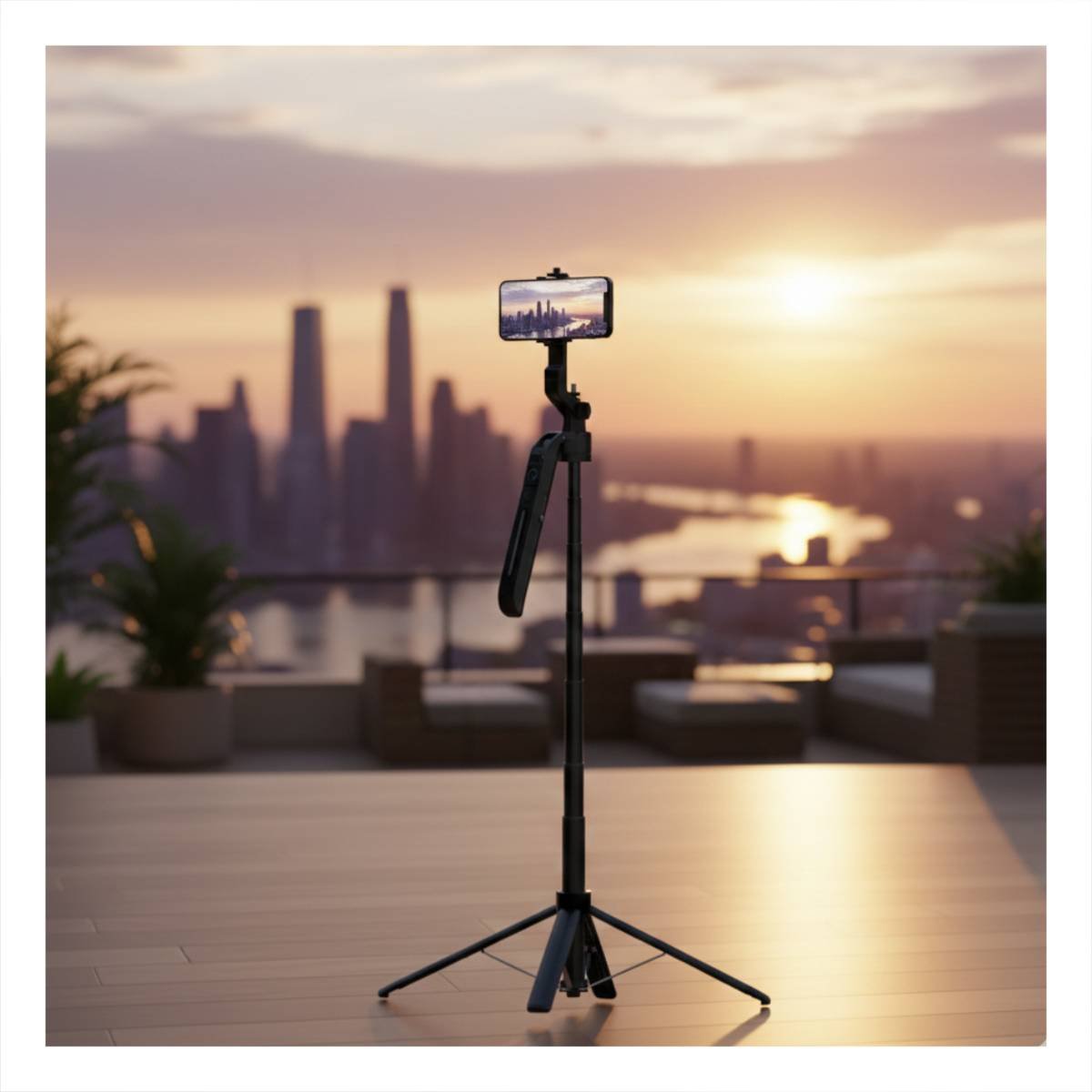 PACK4 BASE SELFIE CON TECNOLOGIA AI PARA GRABACION CON CELULAR NEGRO Y+PAPEL REGALO - 5
