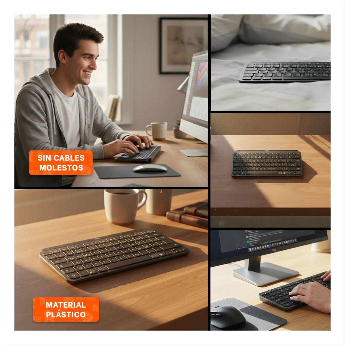 TECLADO MODERNO Y FUNCIONAL PARA PC CON TECNOLOGIA INALAMBRICA NEGRO Y+POST IT - 5