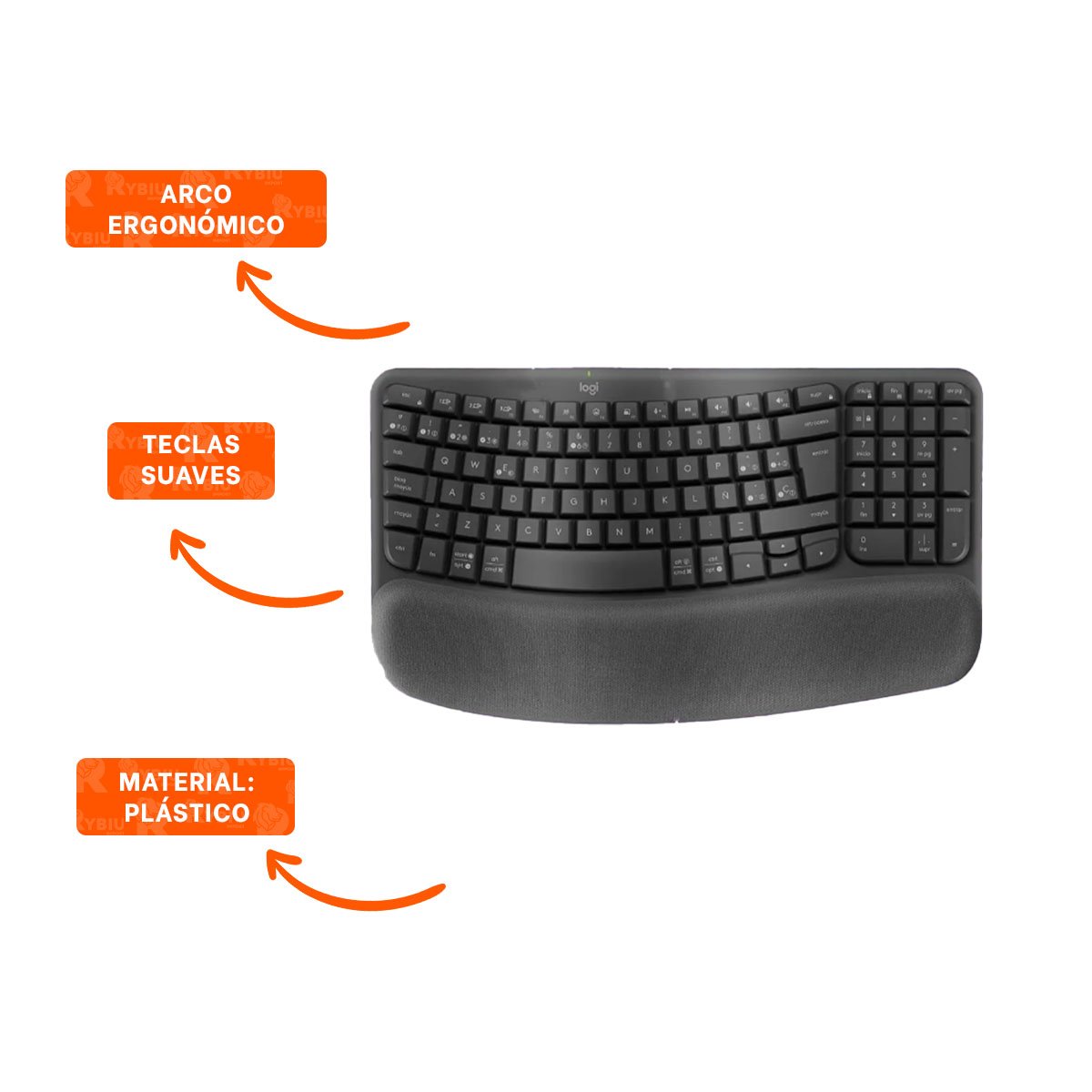 DISPOSITIVO INALAMBRICO CON TECLAS ONDULADAS Y CONFORT SUPERIOR NEGRO - 3