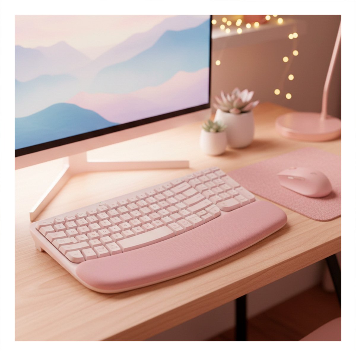 PANEL QUE PERMITE ESCRIBIR CON MAYOR PRECISIÓN USANDO TECLAS ONDULADAS ROSADO Y+PAPEL REGALO - 2