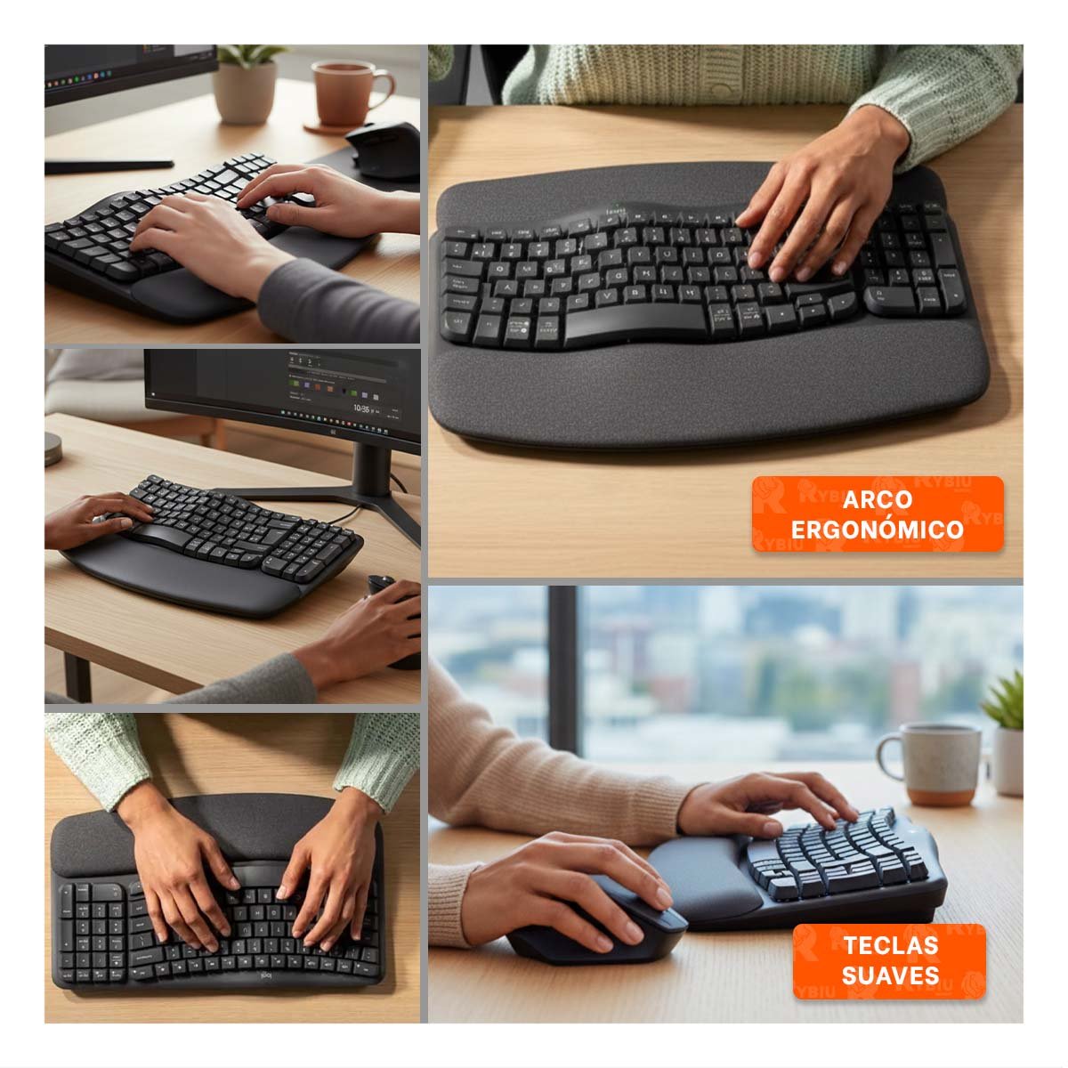 PACK2 PANEL ERGONOMICO INALAMBRICO PARA LAPTOP Y PC NEGRO Y+PAPEL REGALO - 3