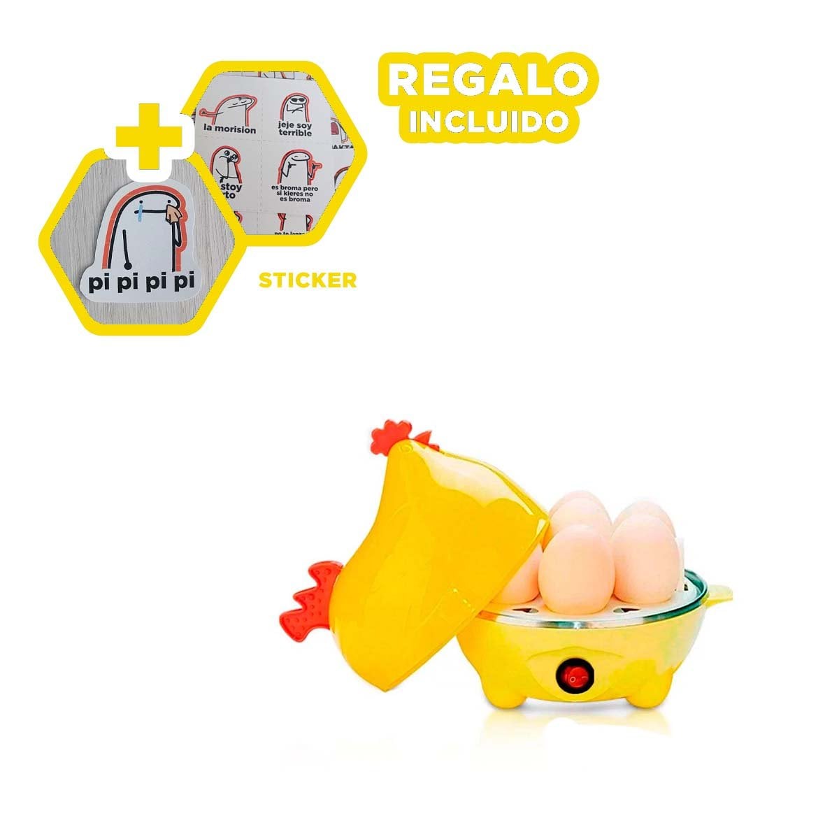 ELECTRO GALLINA HERVIDORA DE HUEVOS AMARILLO PARA COCINA Y+REGALO STICKER - 1