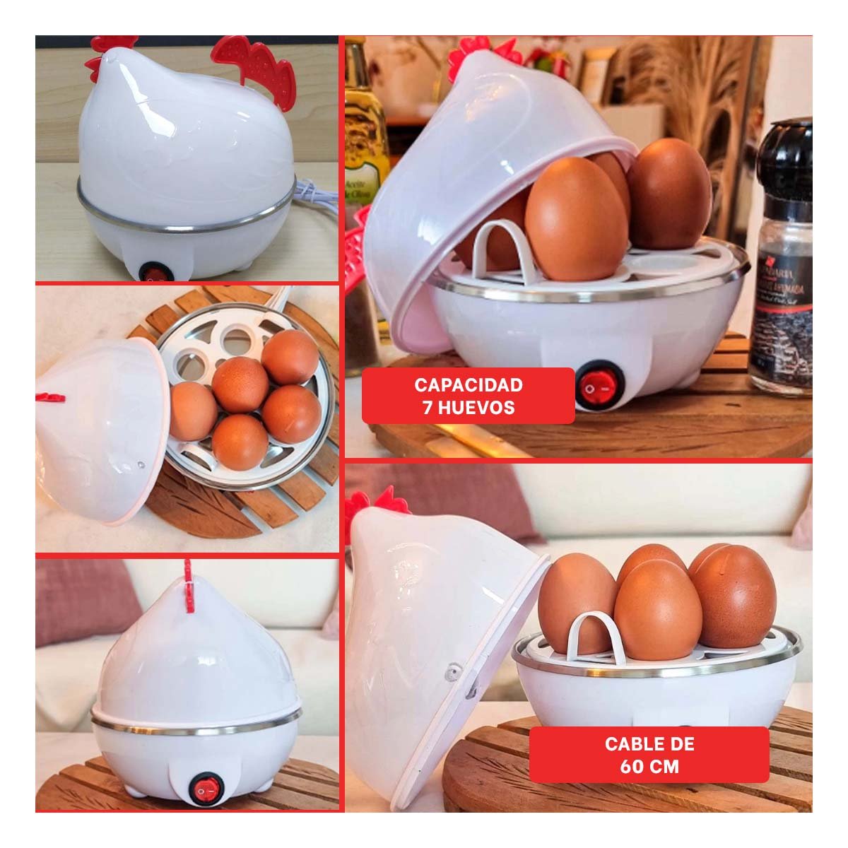 PACK12 COCEDOR GALLINA BLANCO DE HUEVOS PARA USO DIARIO EN CASA Y+PAPEL REGALO - 2