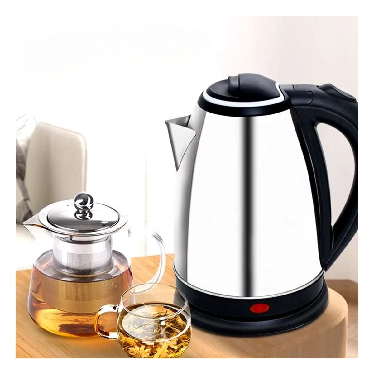 PACK4 JARRA TERMICA ELECTRICA 2LT PLATEADO PARA COCINA Y+REGALO STICKER - 3