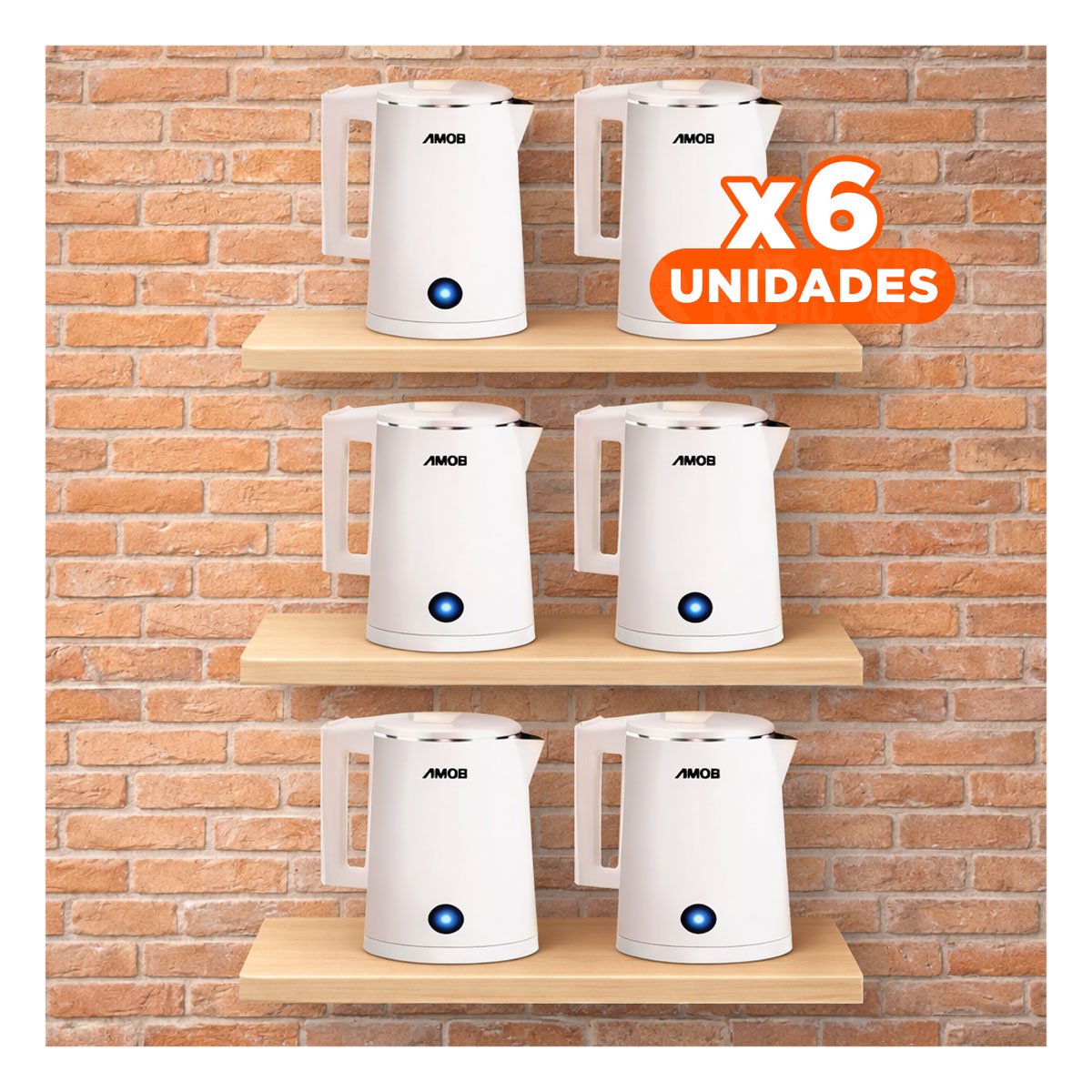 PACK6 CALENTADOR DE AGUA BLANCO BOMA PARA USO FAMILIAR Y+REGALO STICKER - 1