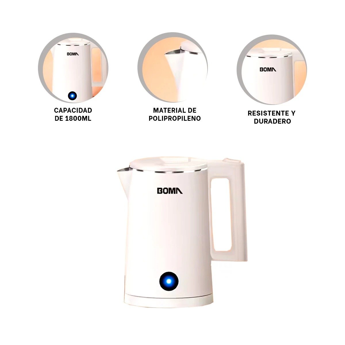 PACK6 CALENTADOR DE AGUA BLANCO BOMA PARA USO FAMILIAR Y+REGALO STICKER - 2