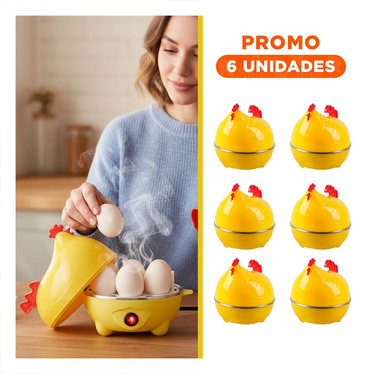 PACK6 OLLA COMPACTA GALLINA DE HUEVOS AMARILLO ELECTRICA - 1