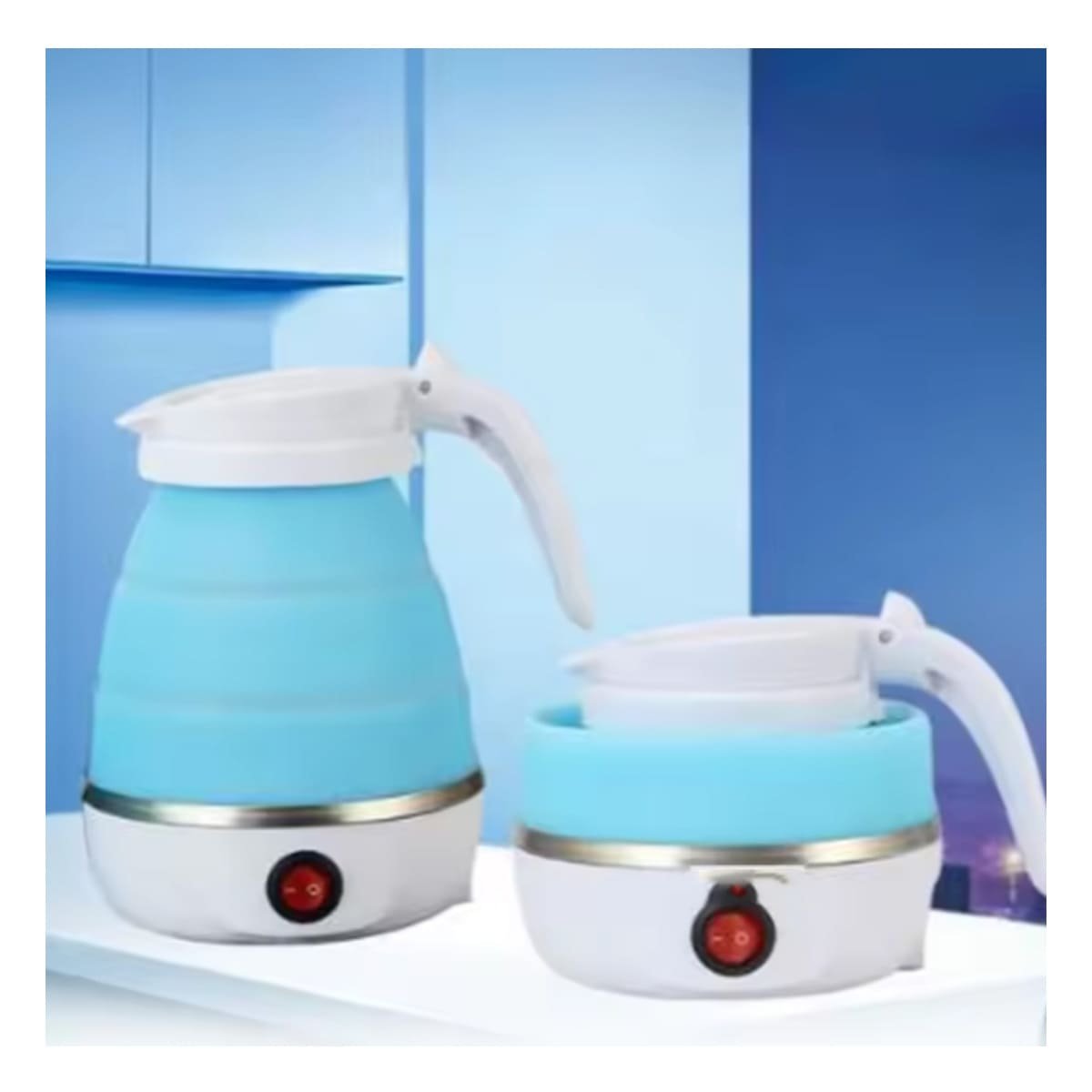 PACK6 TETERE DE VIAJE ELECTRICO DE SILICONA 600ML CELESTE FUNCIONAL Y+REGALO STICKER - 3