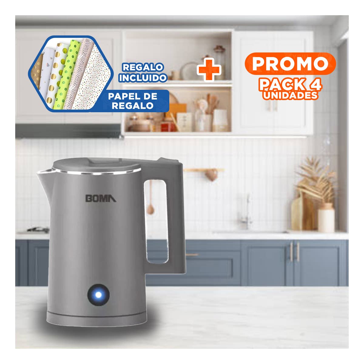 PACK4 DISPENSADOR MODERNO 1800ML PLOMO BOMA TECNOLOGIA POTENTE Y+PAPEL REGALO - 1