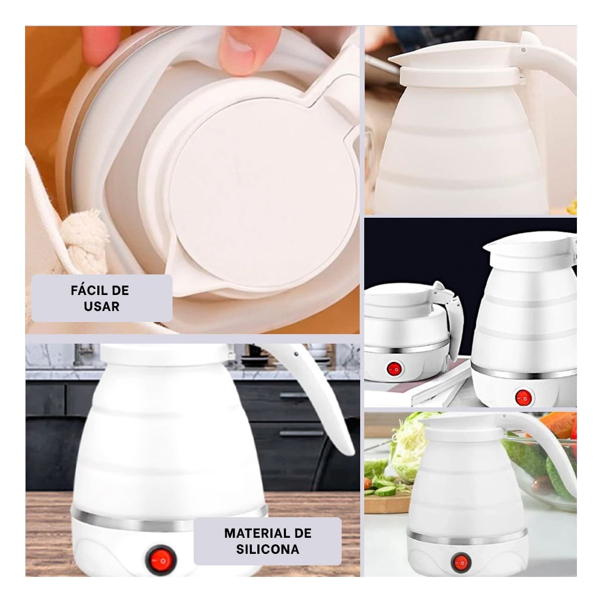 PACK4 CALENTADOR DE COCINA ELECTRICO PLEGABLE 600ML BLANCO Y+REGALO STICKER - 2
