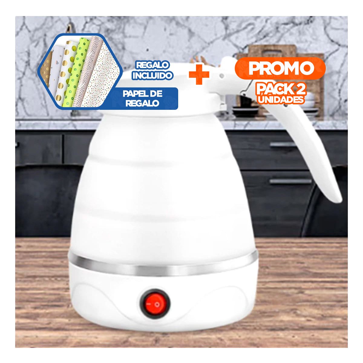 PACK2 CALENTADOR DOMESTICO ELECTRICO DE SILICONA 600ML BLANCO Y+PAPEL REGALO - 1