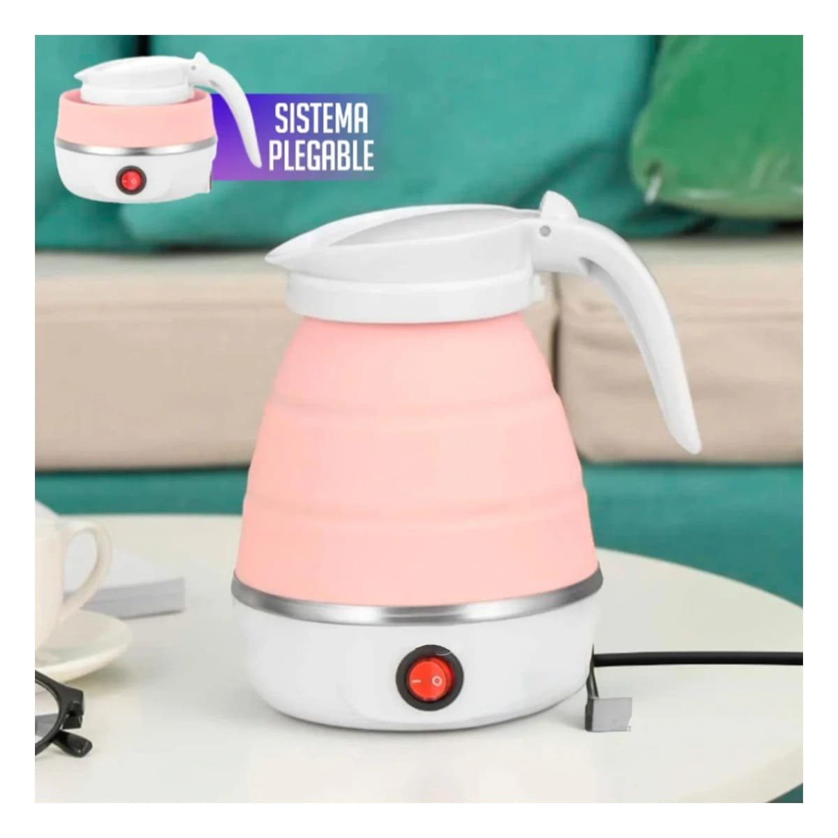 PACK4 HERVIDOR LIVIANO ELECTRICO DE SILICONA ROSADO 600ML PARA MOVIMIENTO Y+PAPEL REGALO - 5