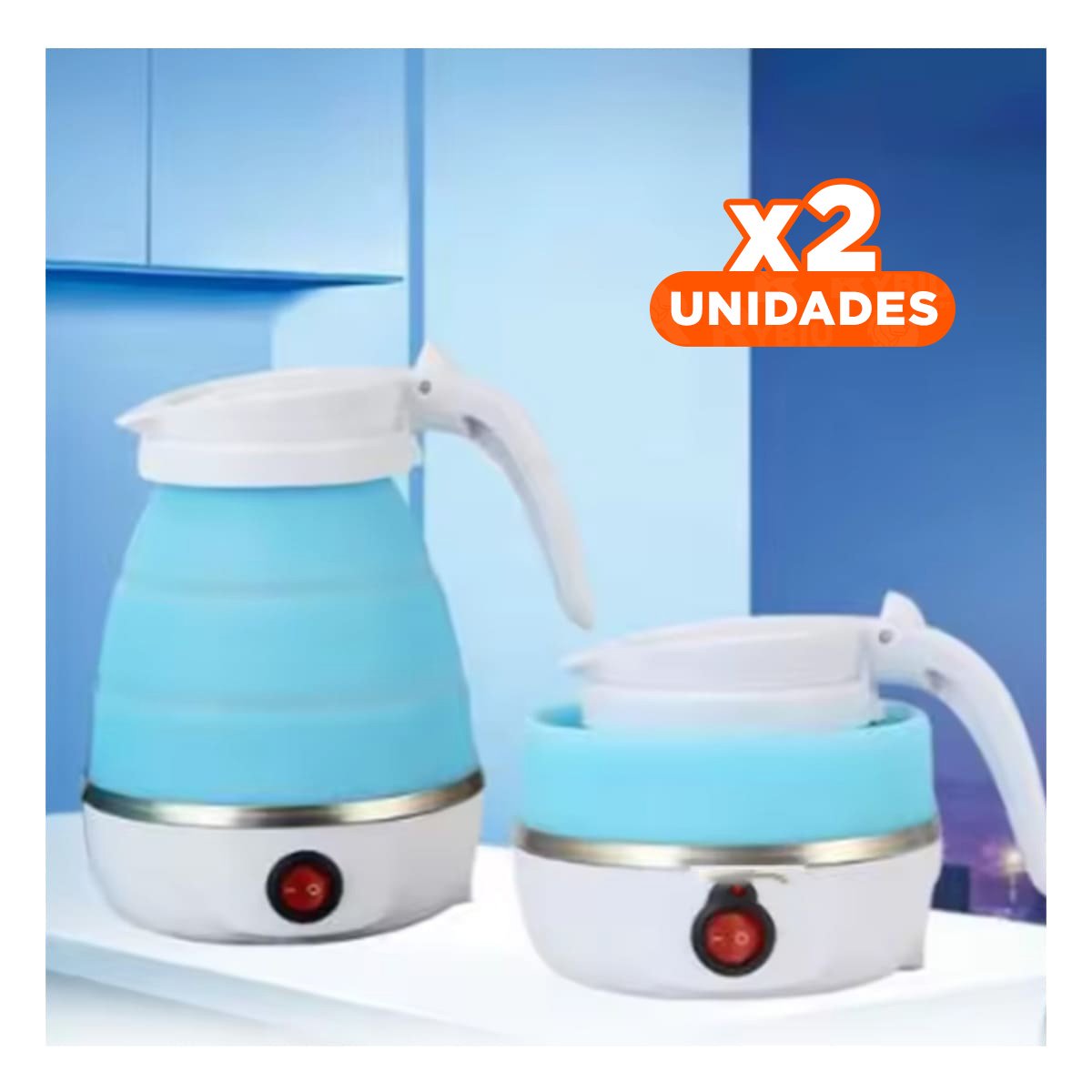 PACK2 CALENTADOR LIVIANO ELECTRICO DE SILICONA 600ML CELESTE PORTATIL Y+PAPEL REGALO - 1