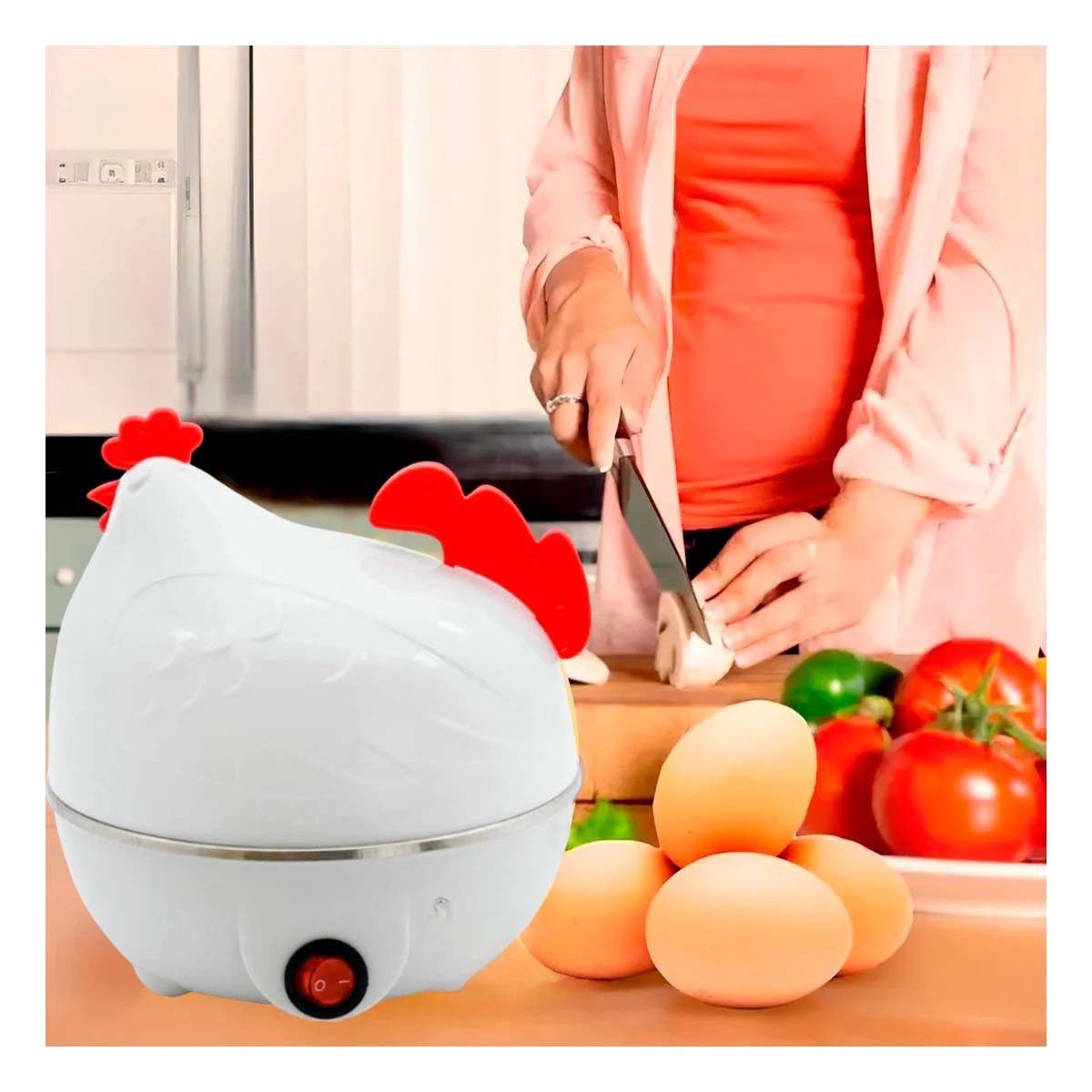 PACK6 HERVIDOR GALLINA BLANCO ELECTRICO DE HUEVOS PARA COCINA Y+REGALO STICKER - 5