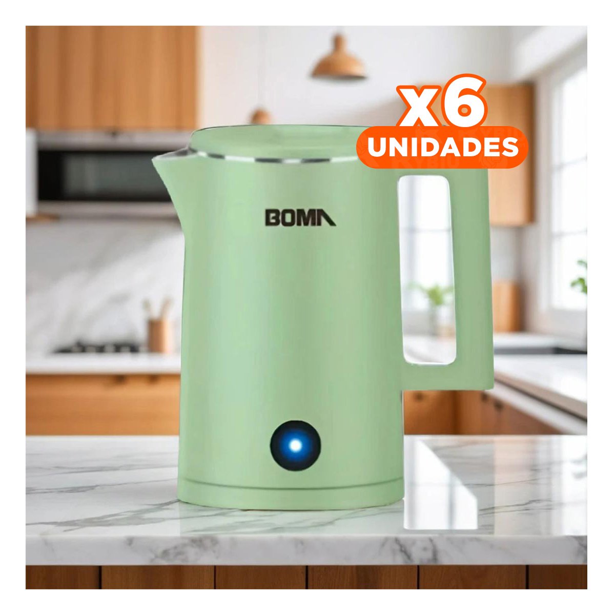 PACK6 CALENTADOR ELECTRICO MODERNO 1800ML VERDE BOMA DISENO ELEGANTE Y+REGALO STICKER - 1