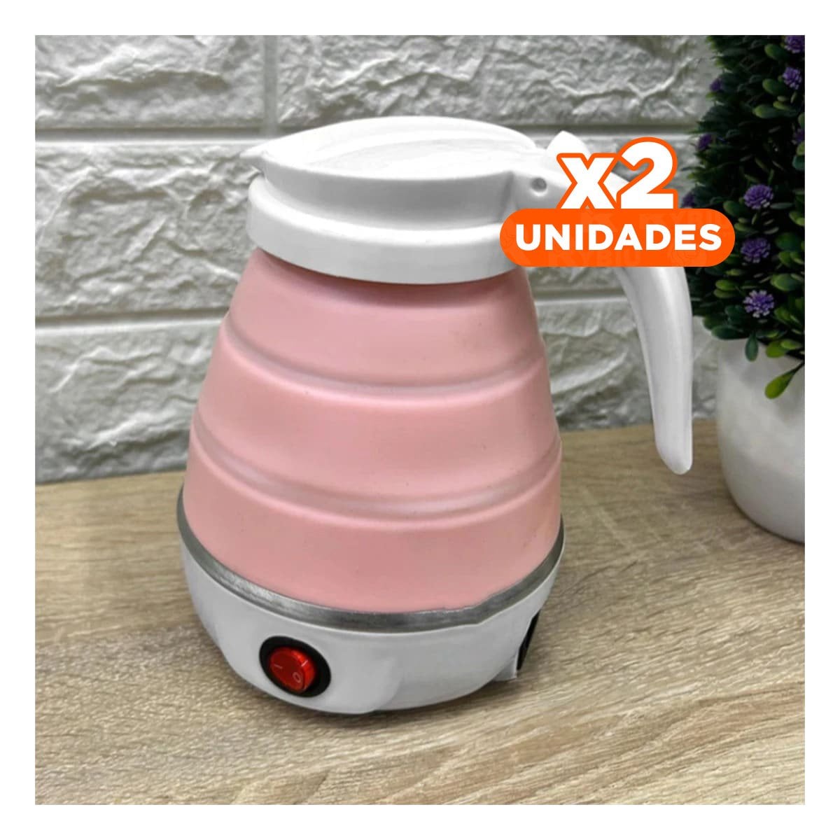 PACK2 TETERE FUNCIONAL ELECTRICO DE SILICONA ROSADO 600ML PARA OFICINA Y+PAPEL REGALO - 1
