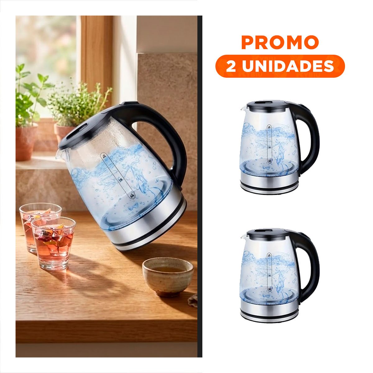 PACK2 CONTENEDOR TRANSPARENTE DE VIDRIO 2 LT PARA BEBIDAS CALIENTES - 1