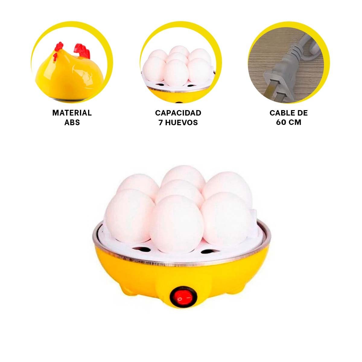 MAQUINA PARA COCER HUEVOS GALLINA AMARILLO ELECTRICA - 3