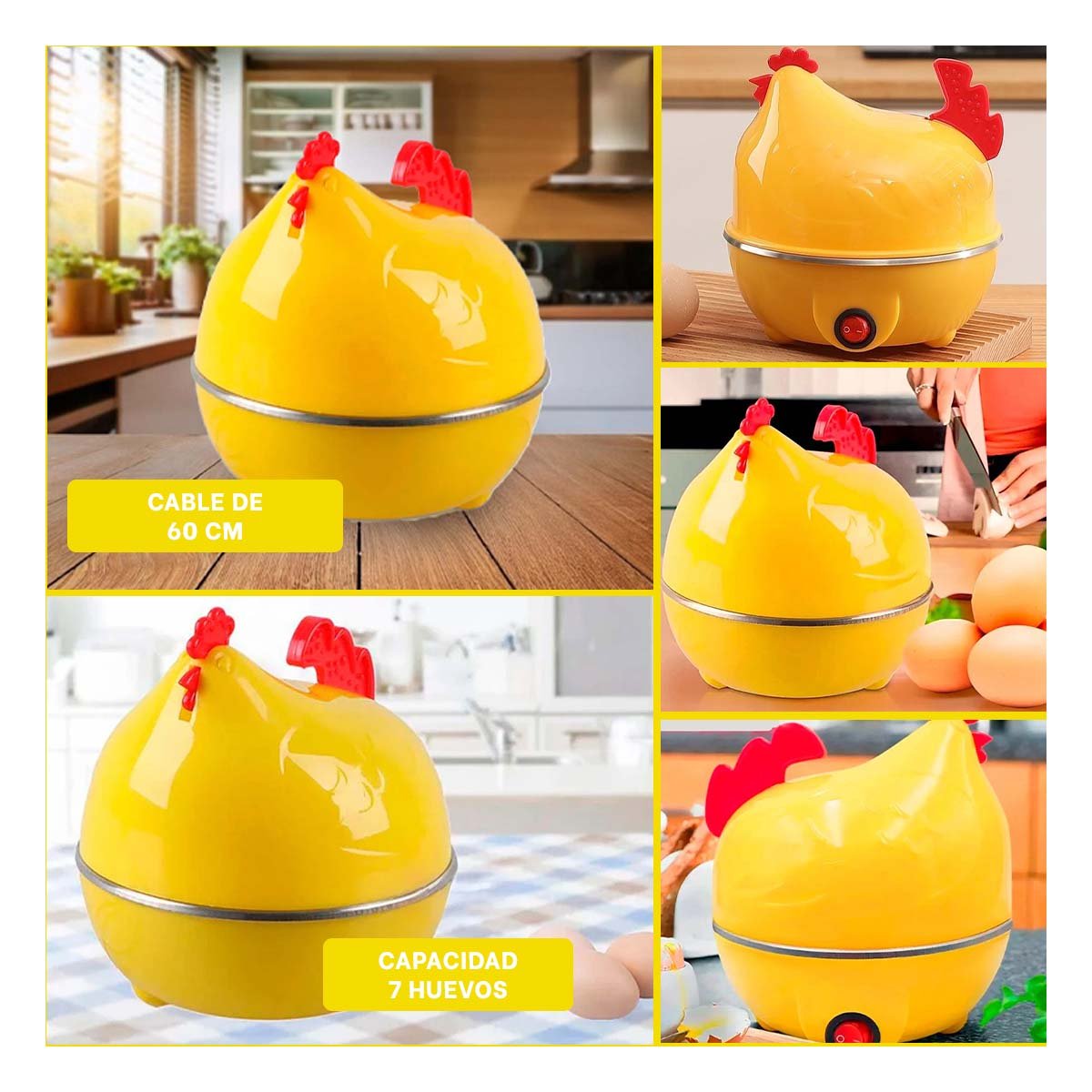 PACK4 MAQUINA COMPACTA GALLINA DE HUEVOS AMARILLO PARA HOGAR Y+REGALO STICKER - 2