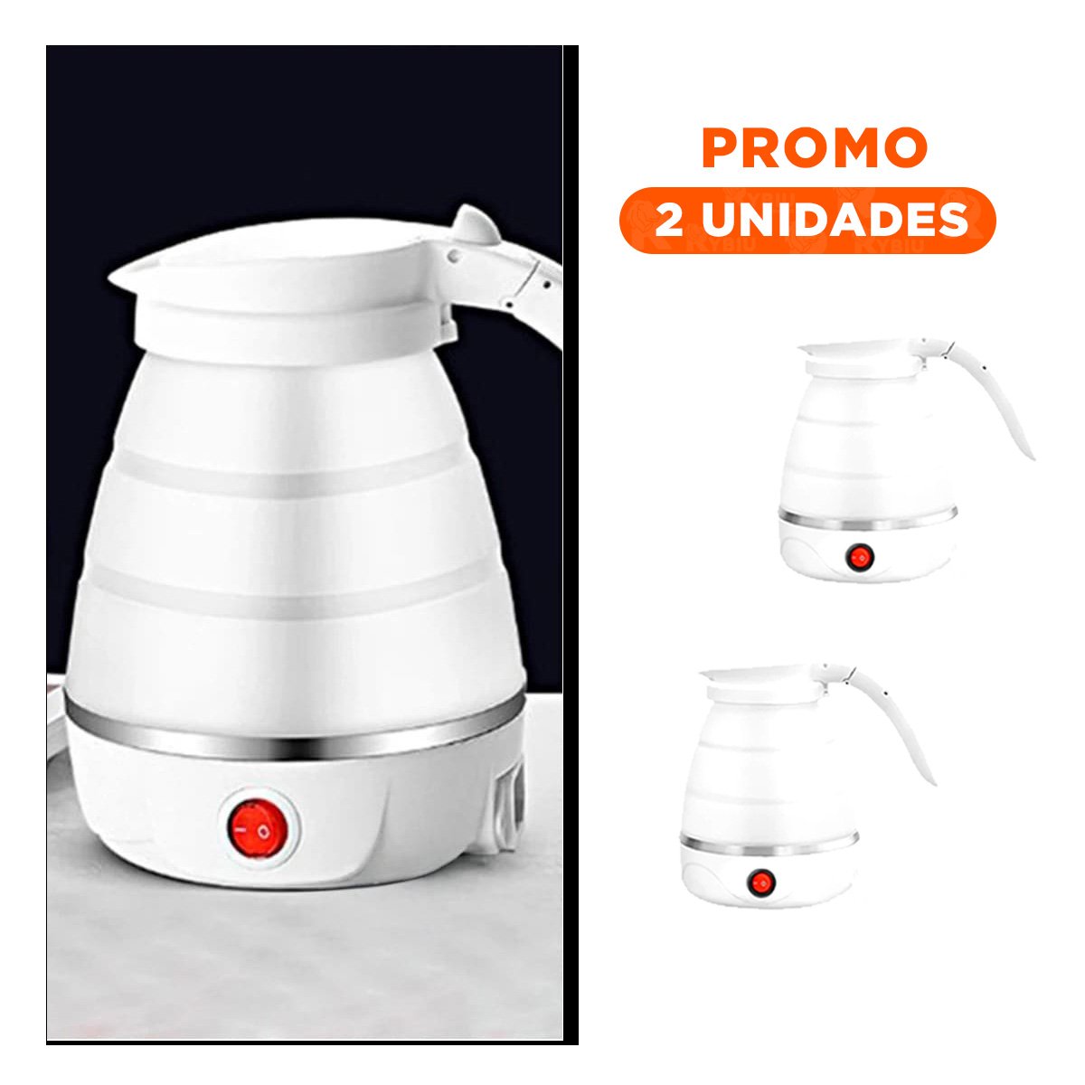 PACK2 HERVIDOR MULTIFUNCIONAL ELECTRICO PLEGABLE 600ML BLANCO - 1