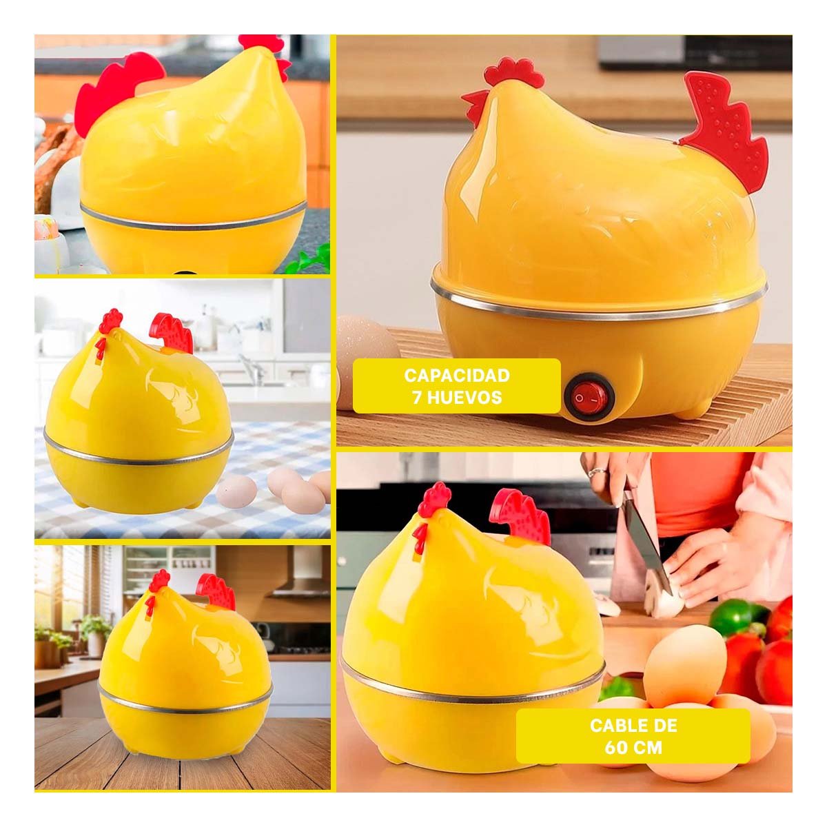PACK6 ELECTRODOMESTICO COMPACTO GALLINA DE HUEVOS AMARILLO Y+PAPEL REGALO - 3