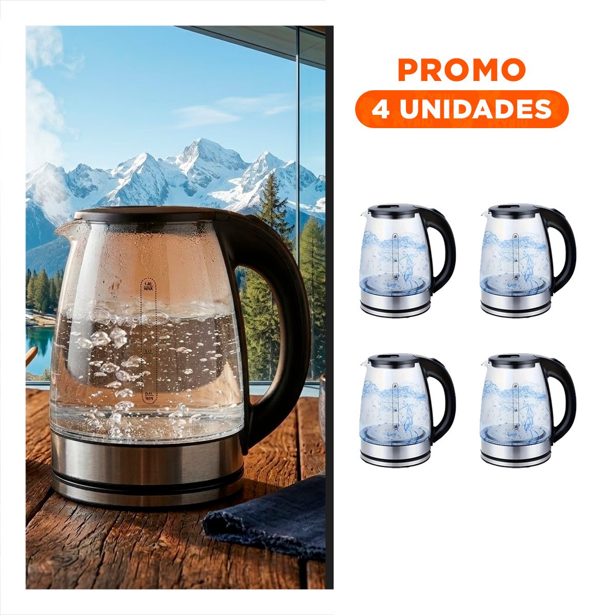 PACK4 CONTENEDOR DE VIDRIO ELEGANTE 2 LT TRANSPARENTE PARA COCINA Y+REGALO STICKER - 1