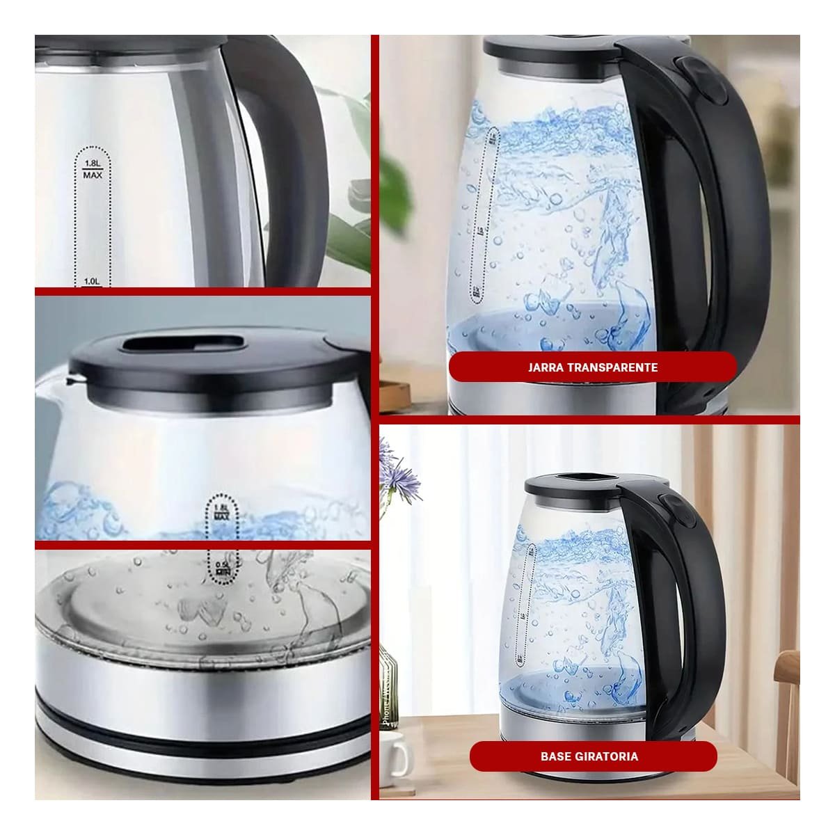 PACK4 CONTENEDOR DE VIDRIO ELEGANTE 2 LT TRANSPARENTE PARA COCINA Y+REGALO STICKER - 2