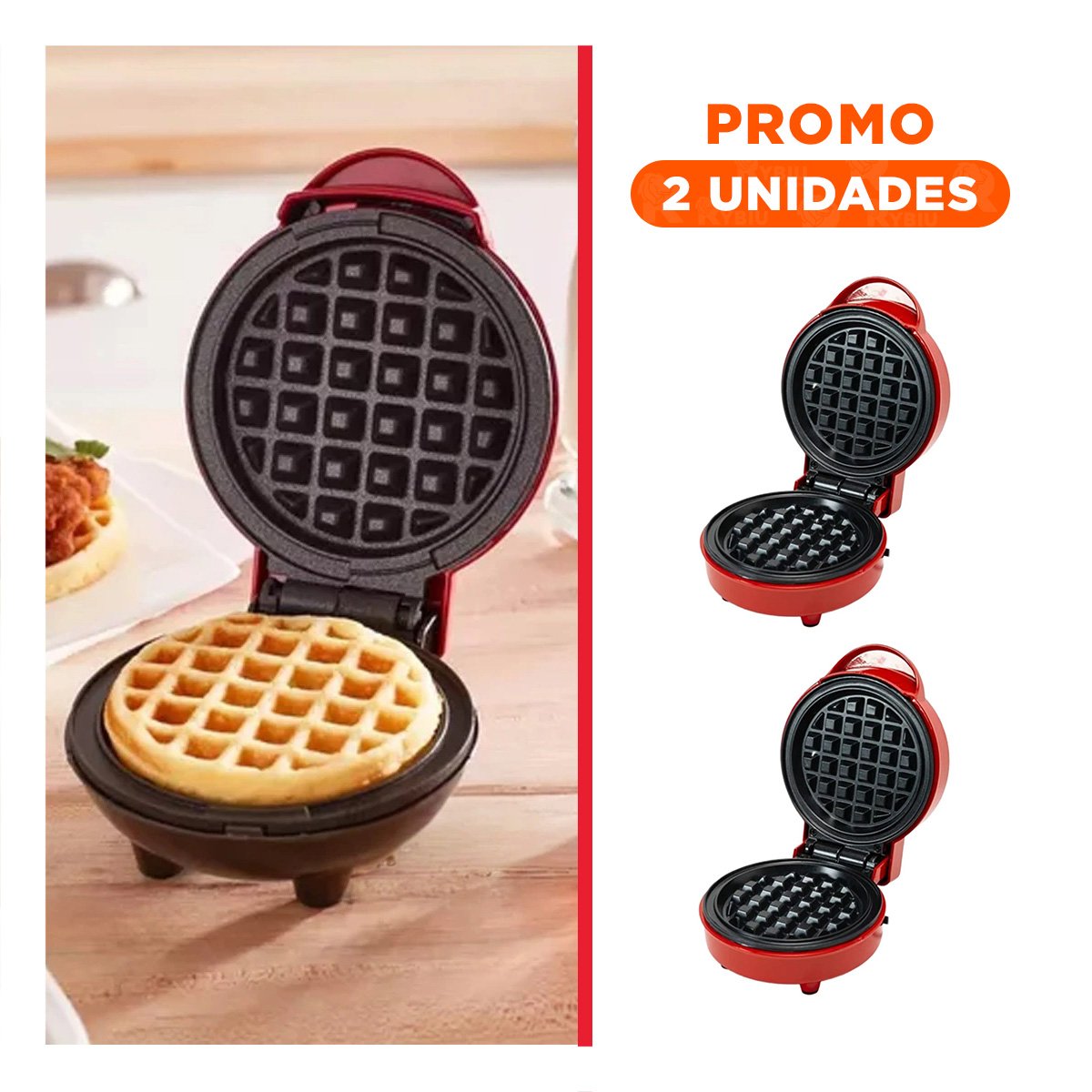 PACK2 COCINADOR MINI ELECTRICO CIRCULAR ROJO NEGRO PARA COCINA - 1