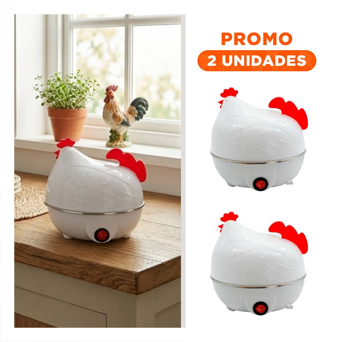 PACK2 HERVIDORA GALLINA BLANCA DE HUEVOS PARA USO EN COCINA - 1