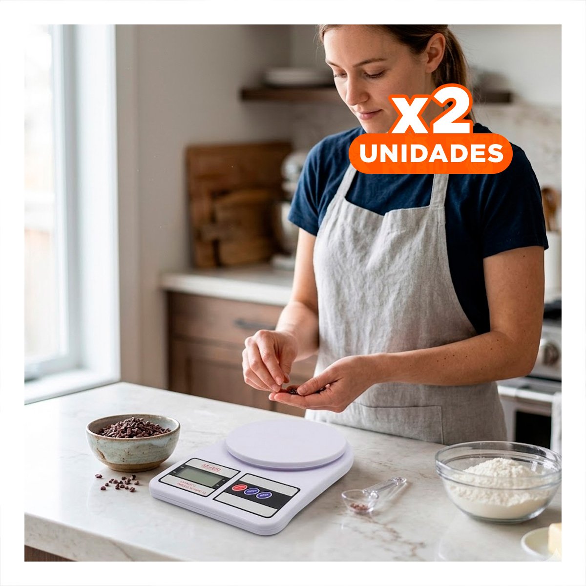 PACK2 BALANZA GRAMERA PARA COCINA Y HOGAR CON SISTEMA RAPIDO COLOR BLANCO Y+REGALO STICKER - 1