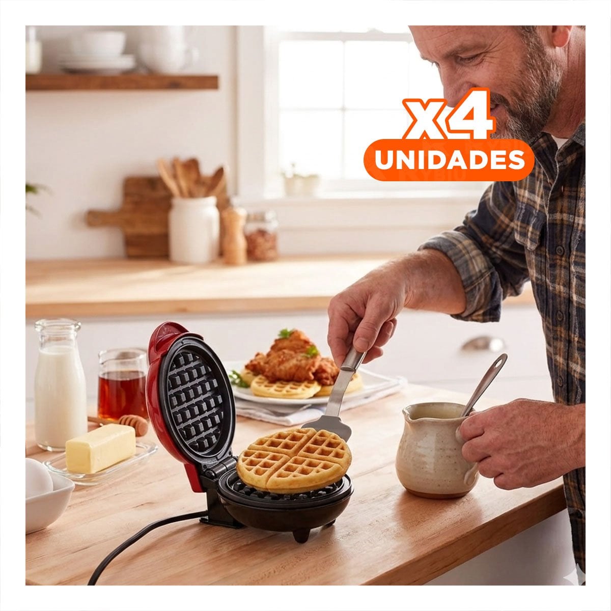 PACK4 SANDWICHERA MINI ANTIADHERENTE CIRCULAR ROJO NEGRO PARA COCINA - 1