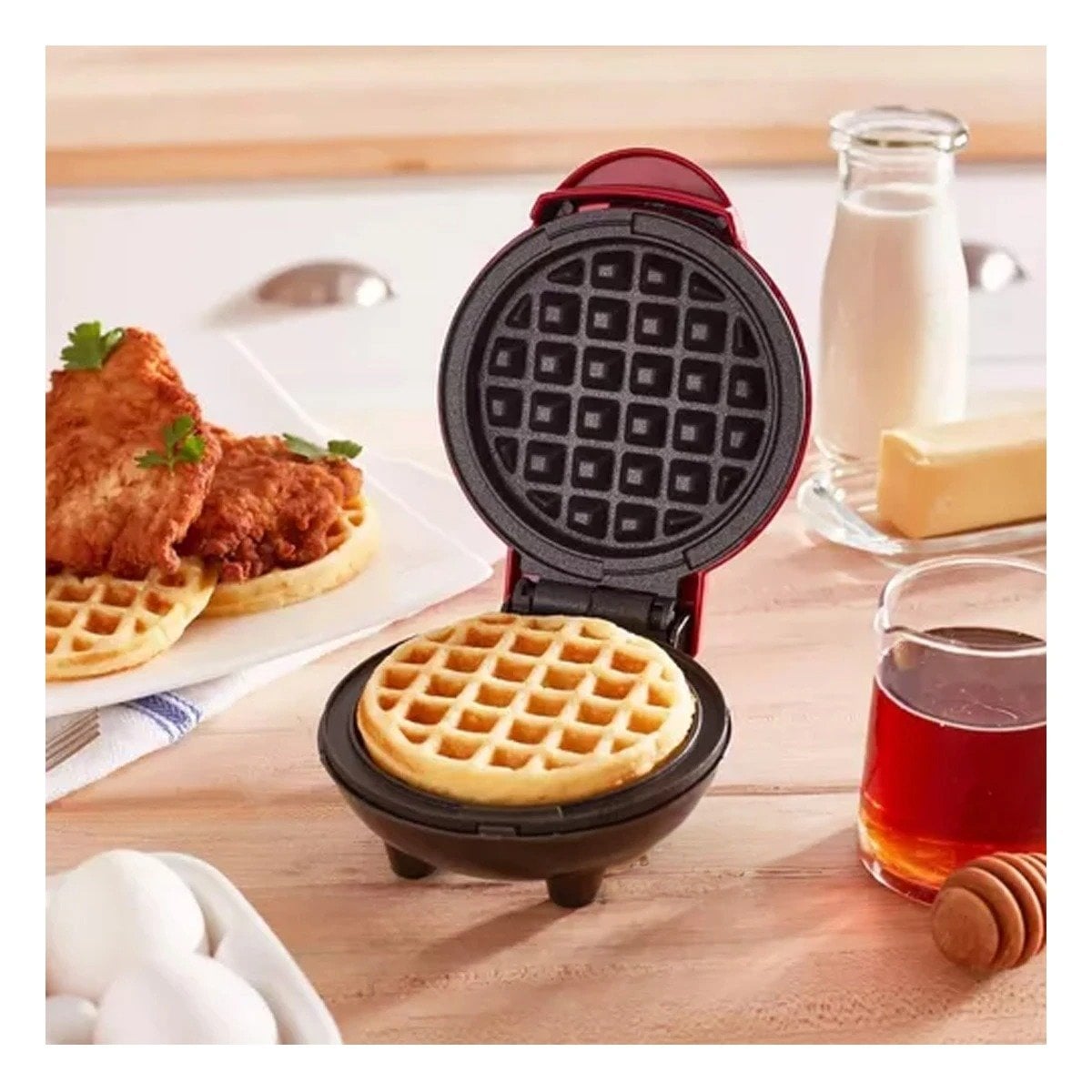 PACK4 SANDWICHERA MINI ANTIADHERENTE CIRCULAR ROJO NEGRO PARA COCINA - 2