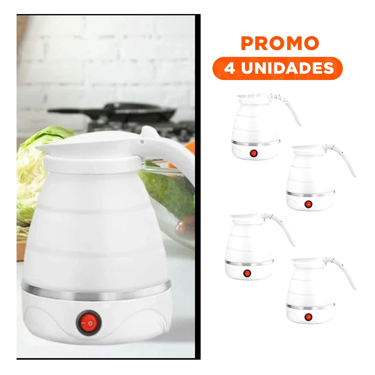 PACK4 CALENTADOR DE COCINA ELECTRICO PLEGABLE 600ML VERDE PARA ESPACIOS Y+REGALO STICKER - 1