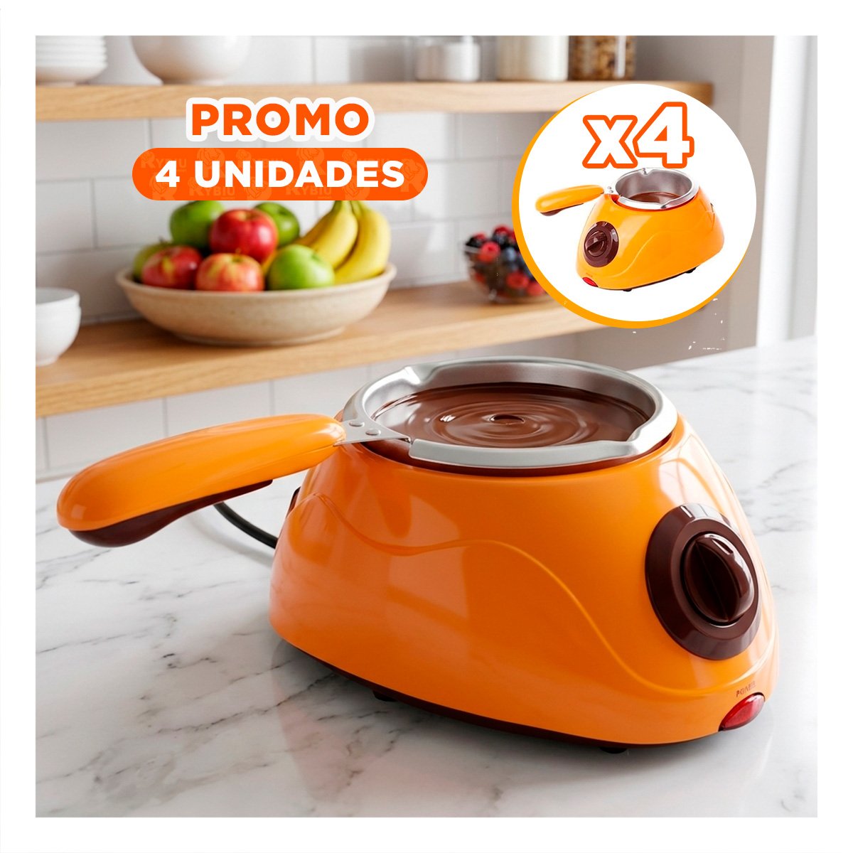 PACK4 CAFETERA PARA PREPARAR CHOCOLATE CON ACCESORIOS AMARILLO - 1