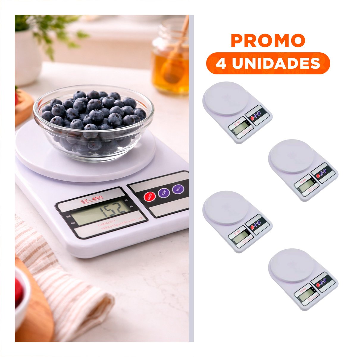PACK4 BALANZA GRAMERA PARA MEDIR YOGUIS Y ALIMENTOS CON SISTEMA DURABLE BLANCO Y+REGALO STICKER - 1