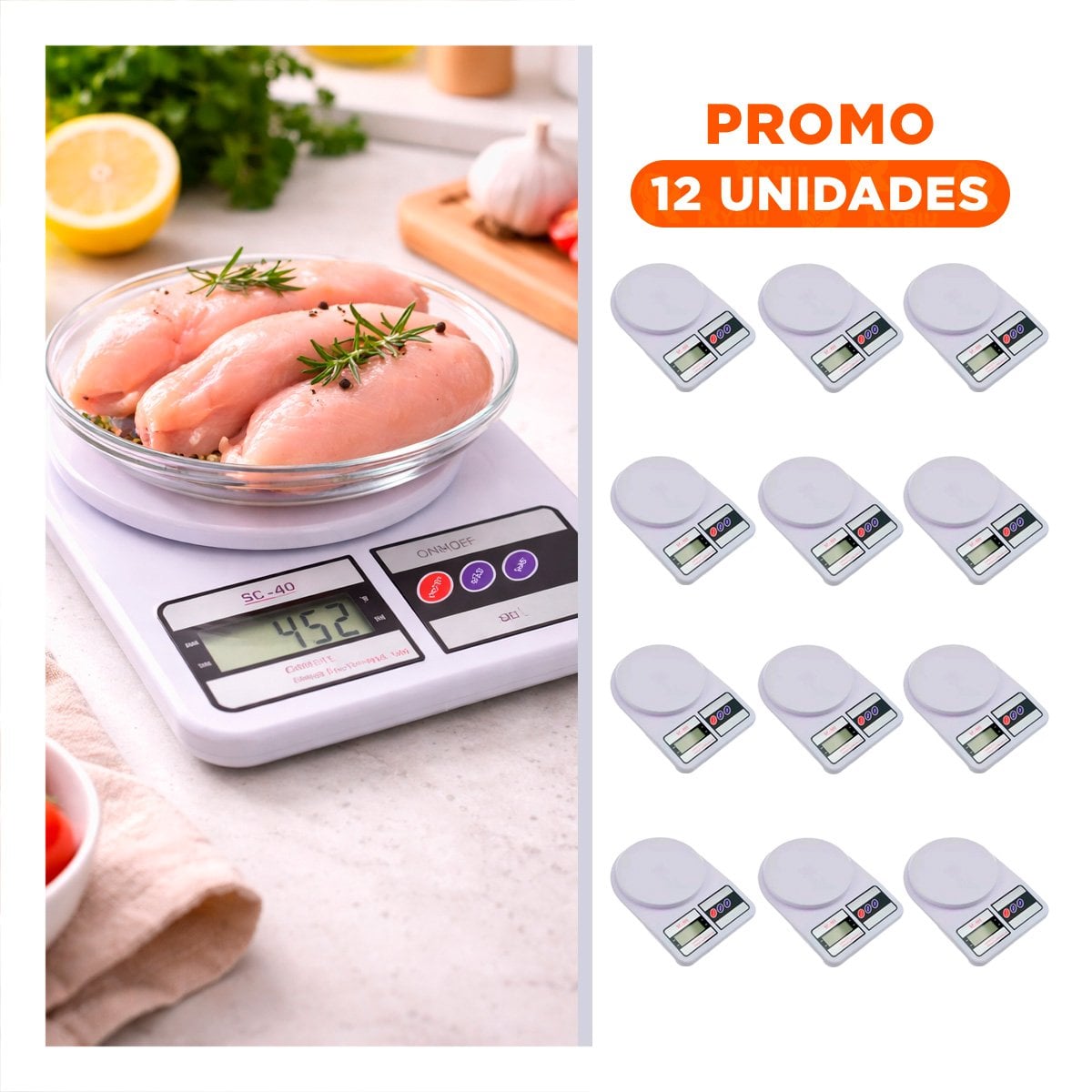PACK12 BALANZA GRAMERA PARA YOGUIS Y ALIMENTOS CON FUNCION AUTOMATICA BLANCO Y+REGALO STICKER - 1